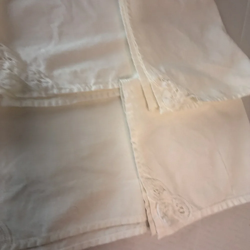 Battenburg Lace Corner Dinner Napkins Set 4 White Cotton Cottagecore 16x16